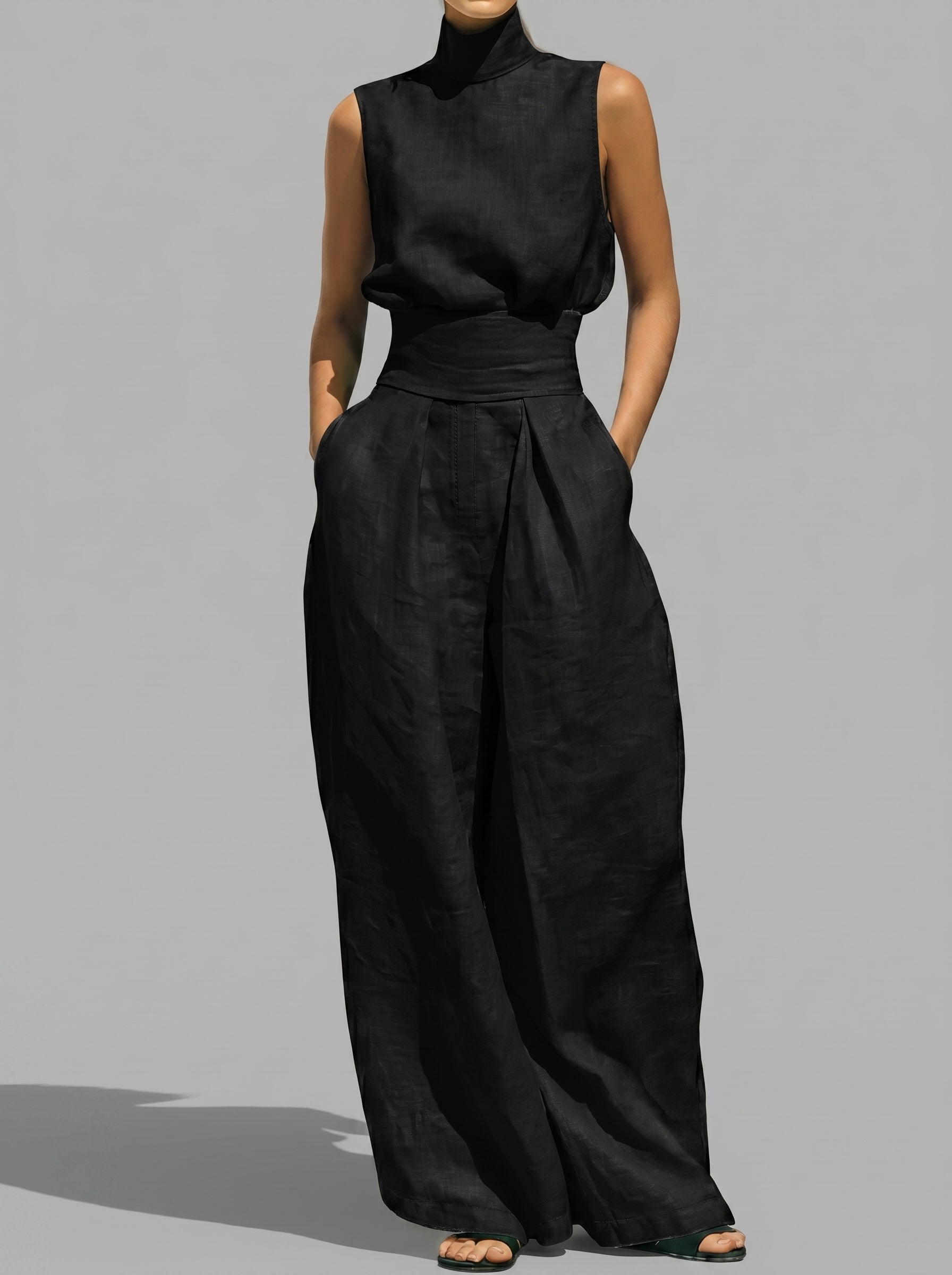 Aria™ - Conjunto de Gala en Palazzo y Cuello Alto Premium