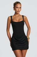 Lucía™ - Vestido Mini en Crêpe y Lyocell Negro Icónico