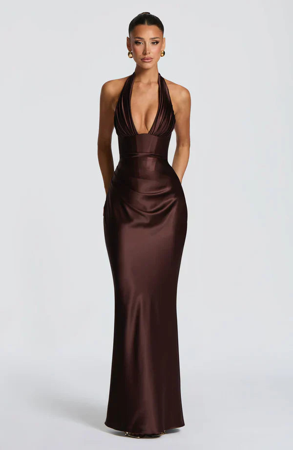 Gala™ - Vestido Maxi de Silueta Esculpida en Satén