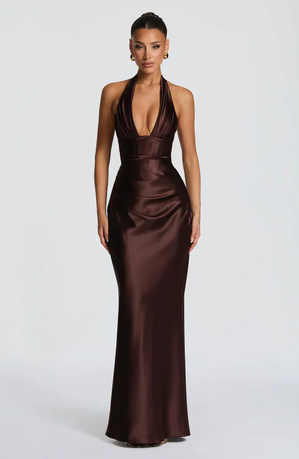 Gala™ - Vestido Maxi de Silueta Esculpida en Satén