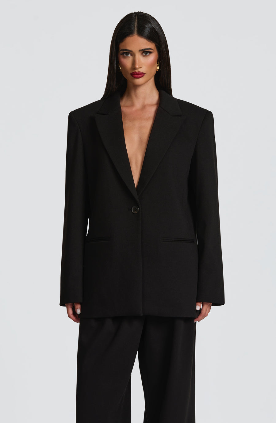 Victoria™ - Blazer Sastre Negra de Corte Boxy