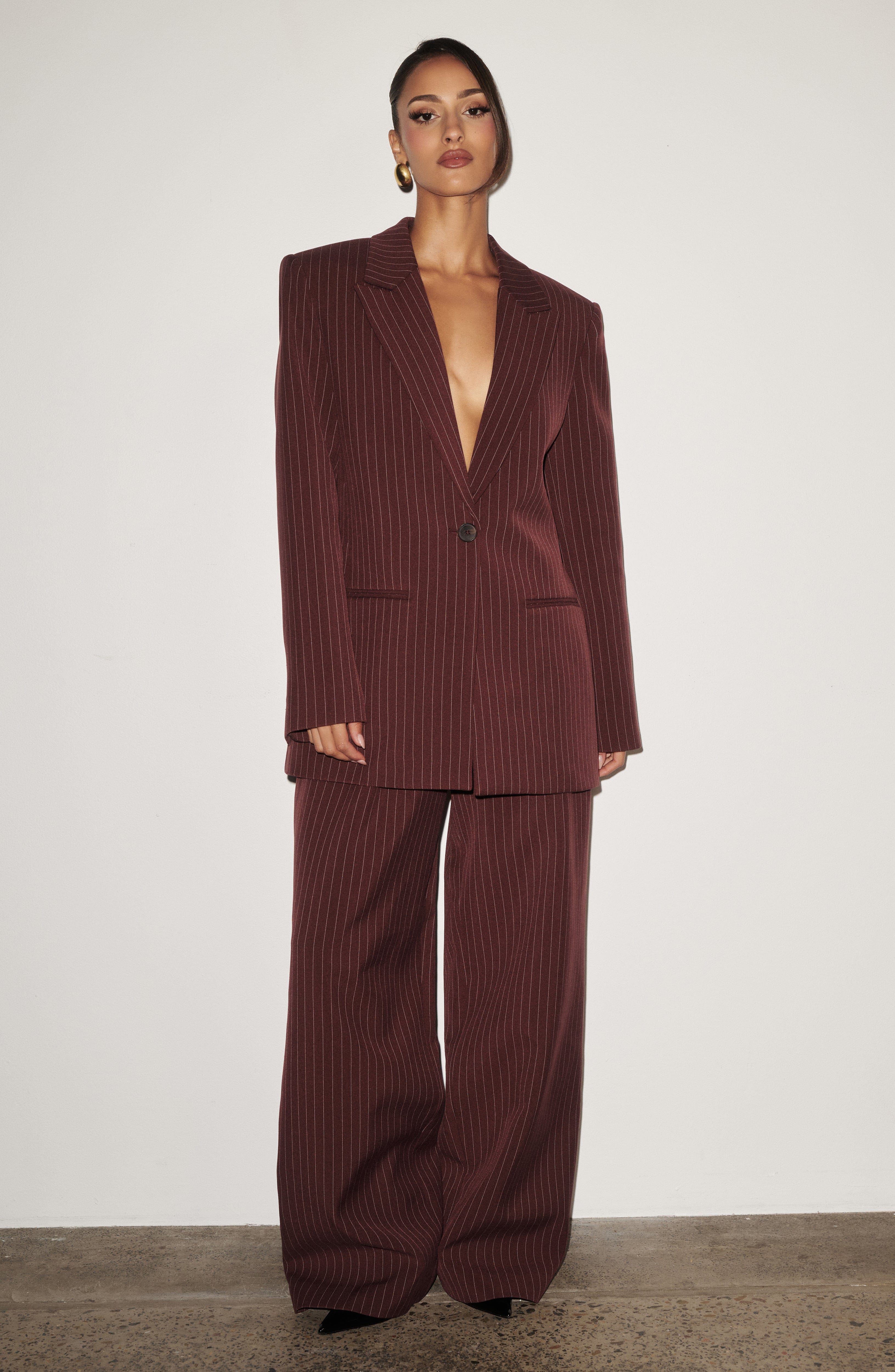 Carmen™ - Blazer Sastre en Burdeos con Raya Diplomática
