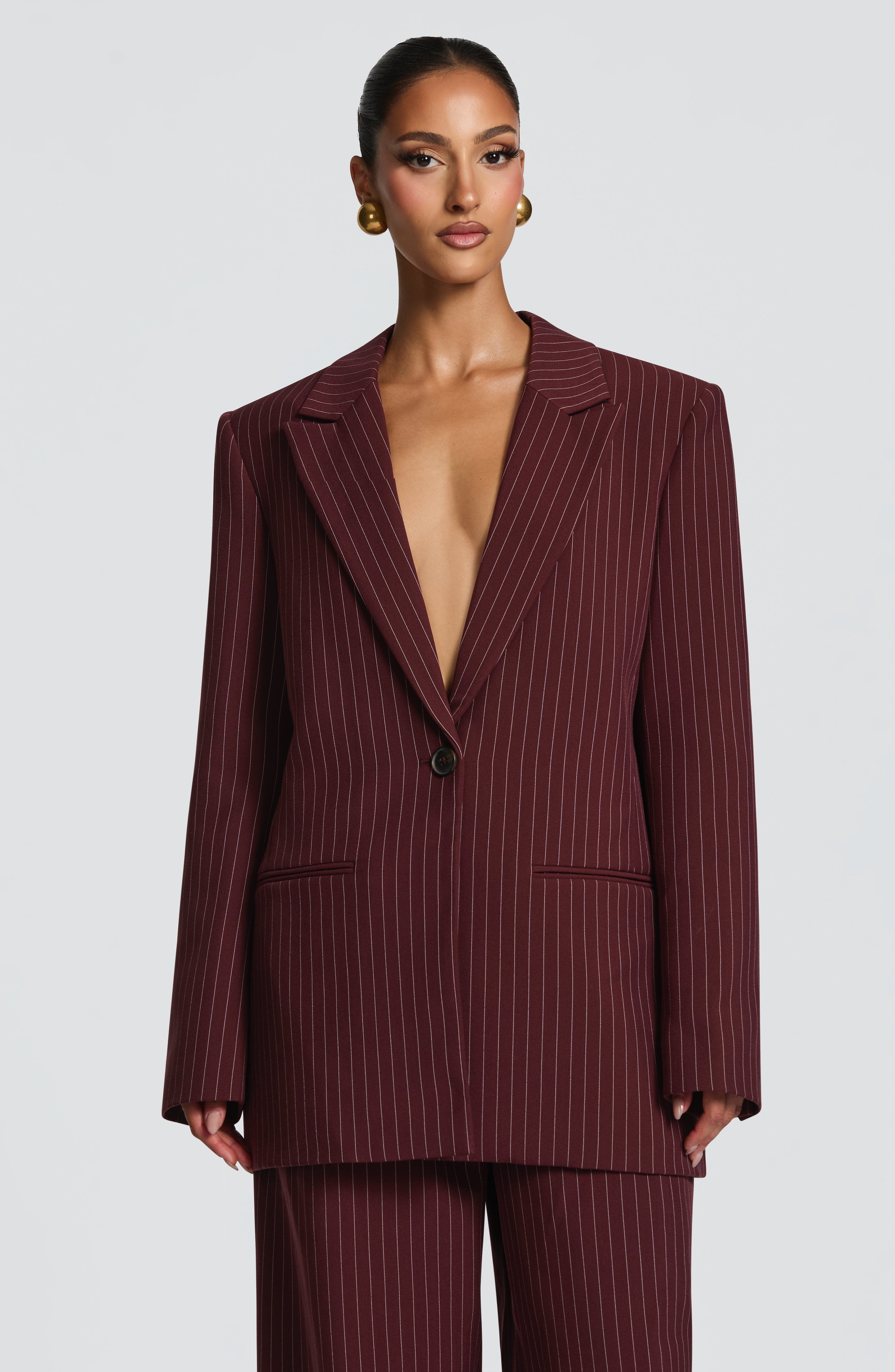 Carmen™ - Blazer Sastre en Burdeos con Raya Diplomática