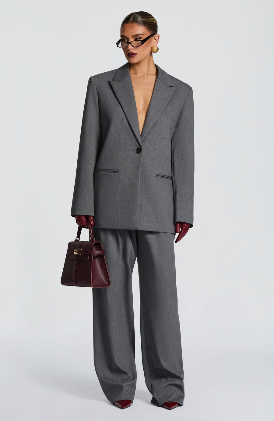 Lucía™ - Blazer Sastre en Gris Marengo de Corte Boxy