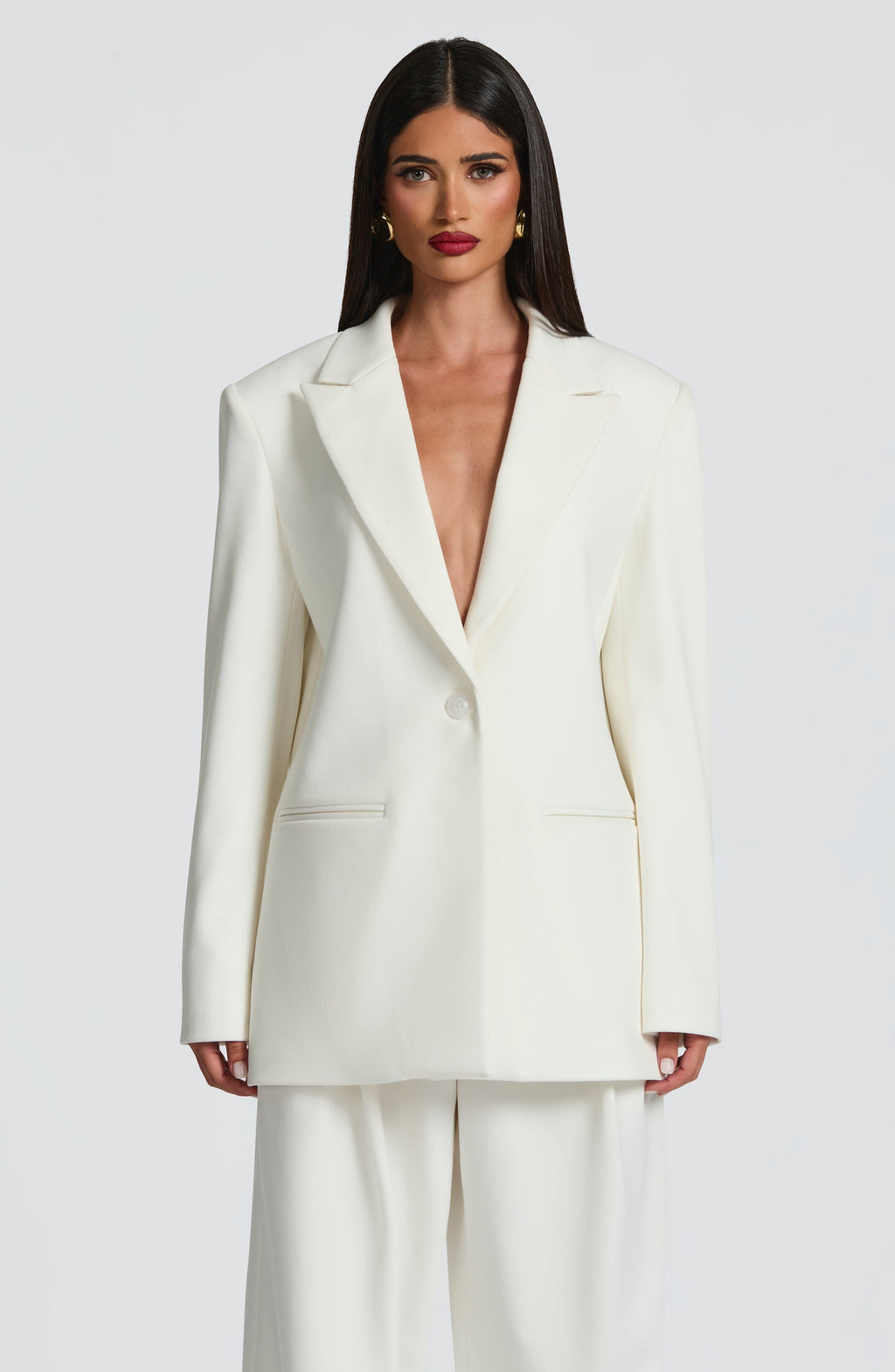 Ana™ - Blazer Sastre en Marfil de Corte Boxy