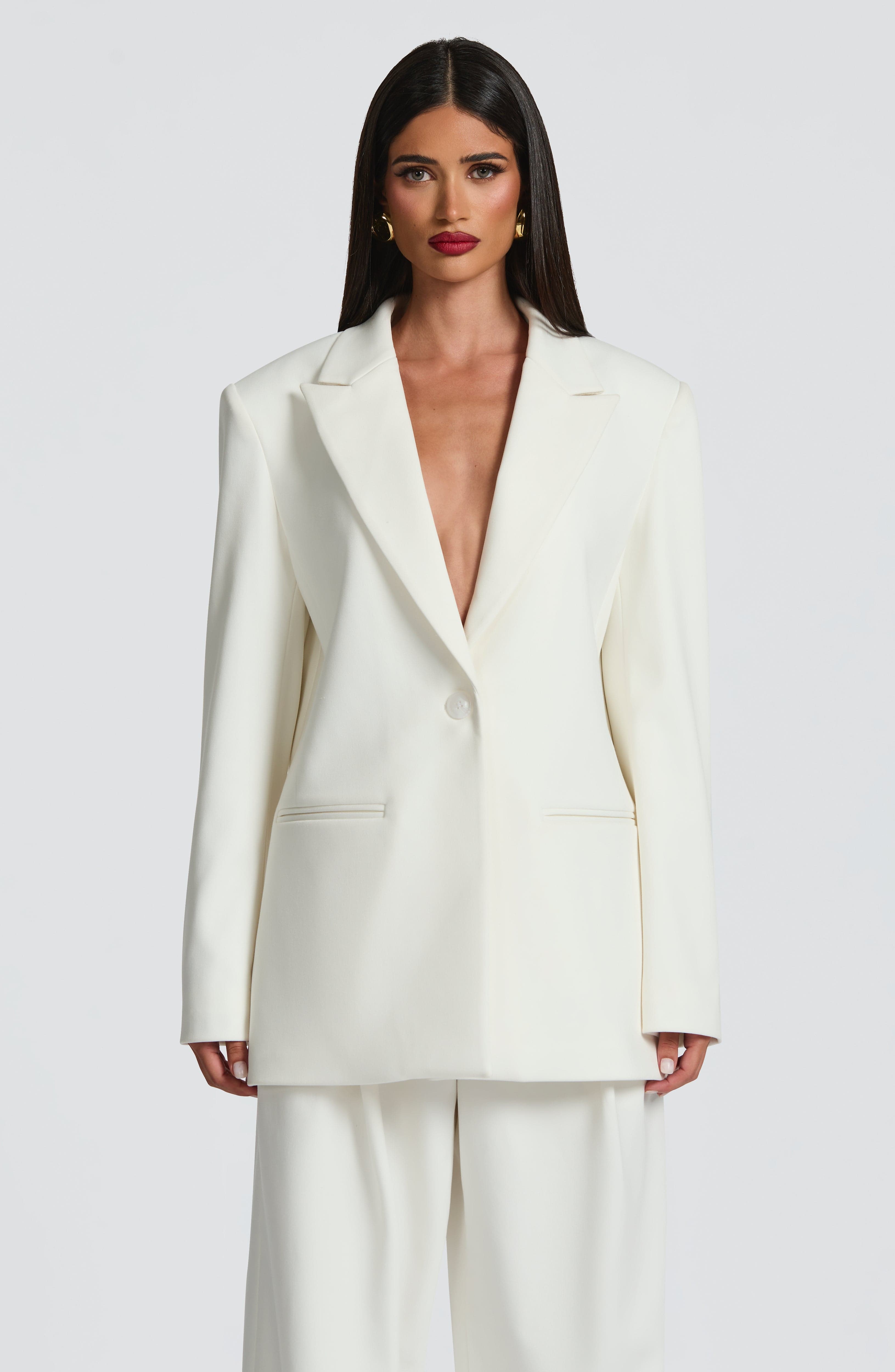 Ana™ - Blazer Sastre en Marfil de Corte Boxy