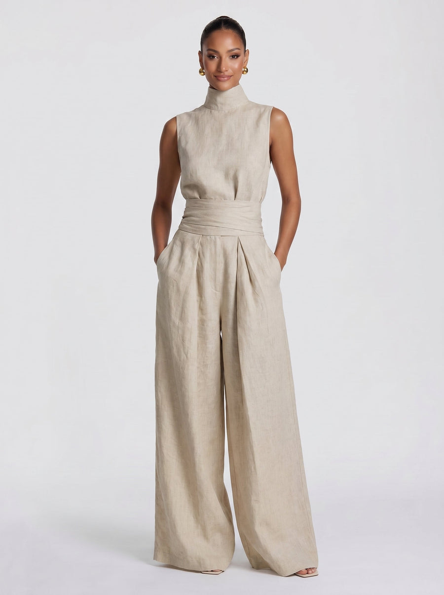 Aria™ - Conjunto de Gala en Palazzo y Cuello Alto Premium